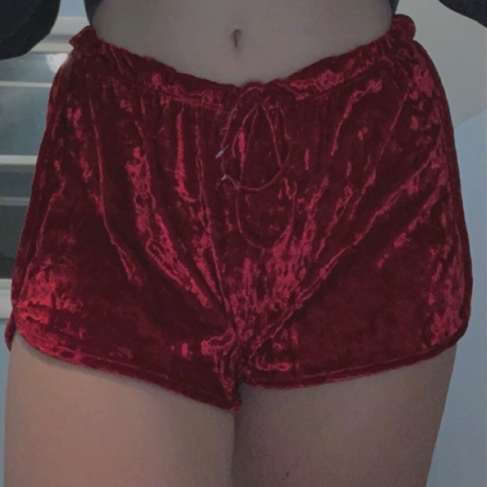 Red velvet shorts